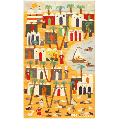 Nazmiyal Collection Vintage Swedish Kilim Folk Art Pictorial